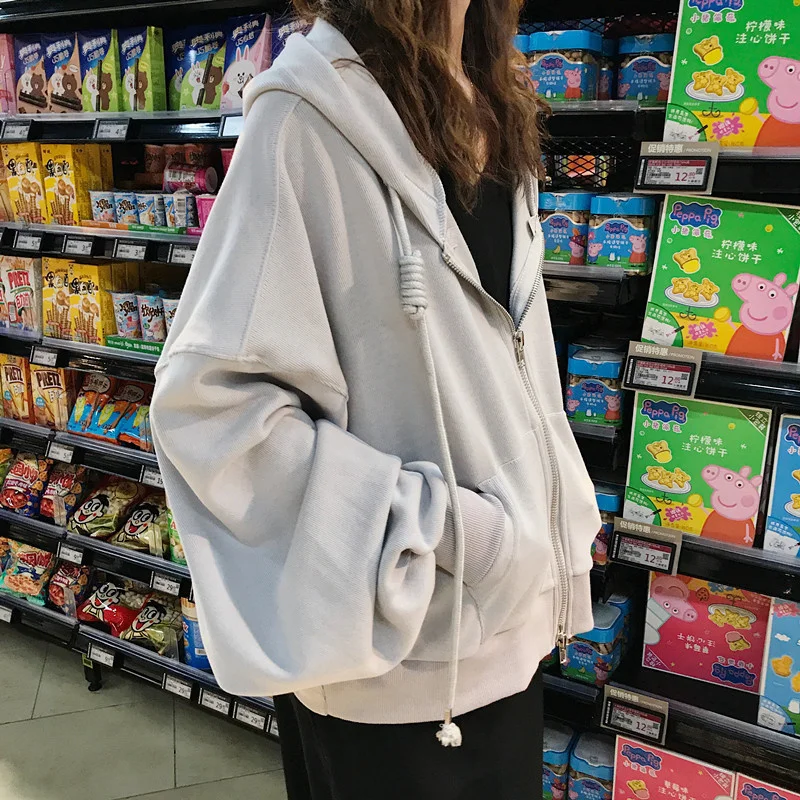 

2021 Spring and Autumn New Korean Version Lazy Style Hooded Overcoat Super Fire Cec Sweater Loose Casual Coat Female