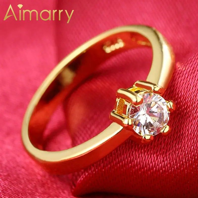 Aimarry 925 Стерлинговое Серебро/18K Золотой Классический AAA циркон кольцо для женщин