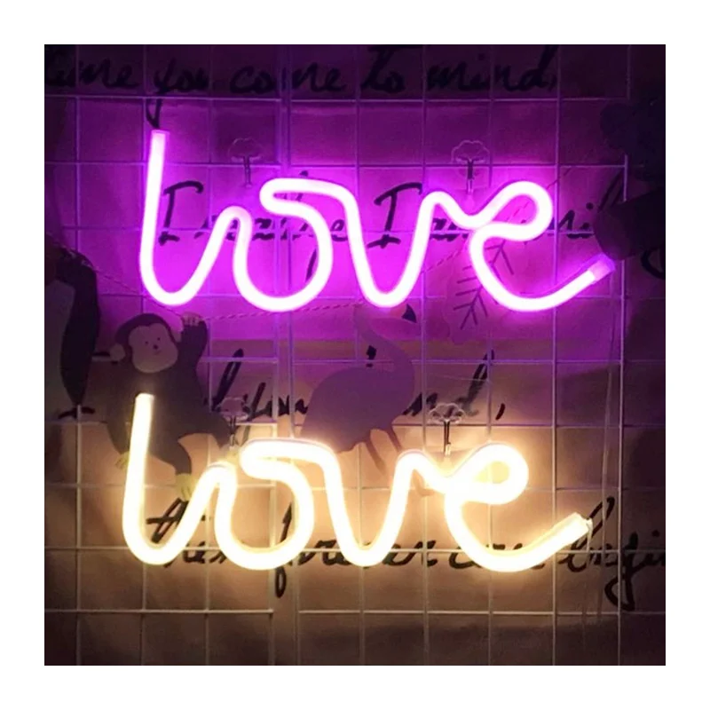 

LED Neon Lights Love Shape Night Light Sign Lamp Battery USB Double Powered Nightlight Letter Lights USB Valentines Day Lumineux