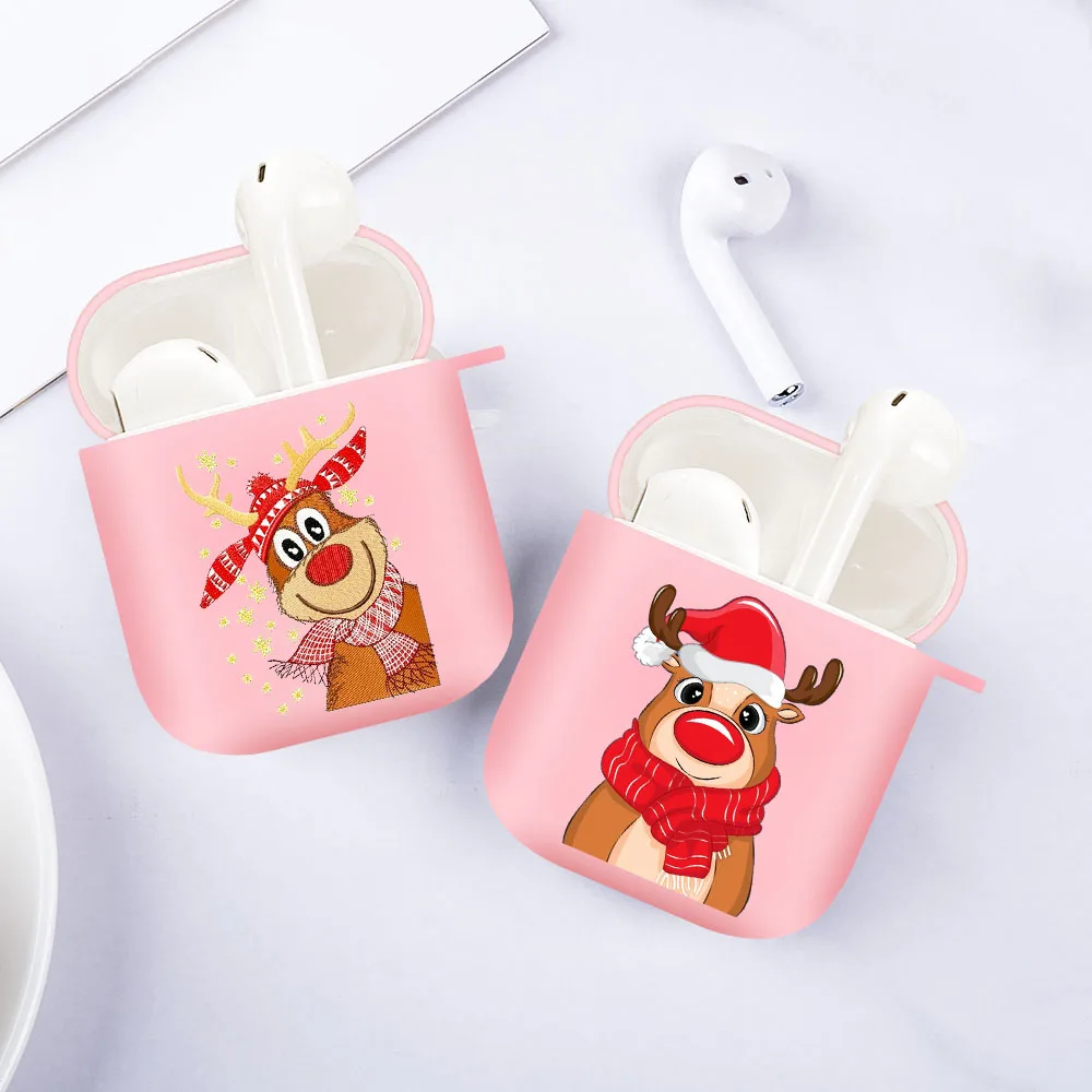 

Silicone cover for Airpods 1/2 Earphone Christmas deer cartoon cute soft Fundas Airpods Case Air Pods Charging Box Bags coque