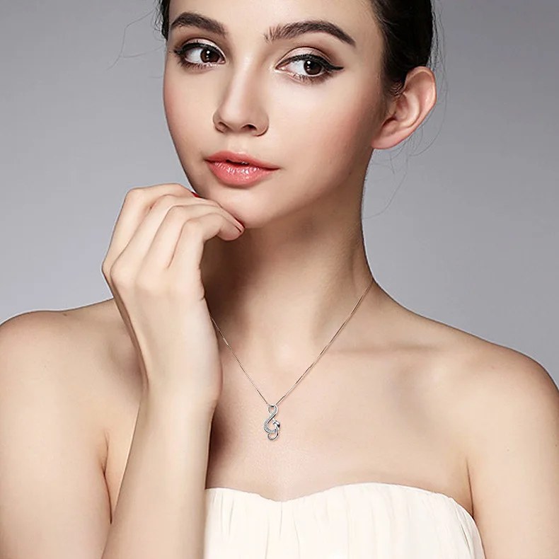 CodeMonkey подлинный 925 пробы Серебряный Циркон музыкальный символ кулон ожерелье