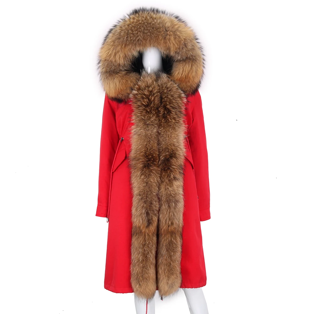 

2022 Women New Waterproof X-long Parka Real Fur Coat Natural Fox Fur Hood Luxury Outerwear Detachable Winter Jacket