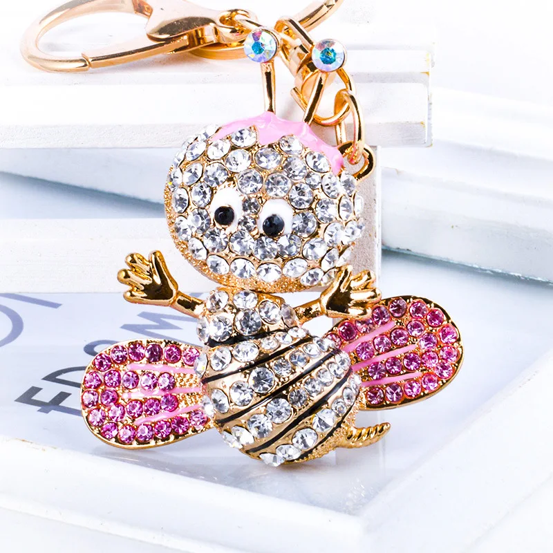 Милые хрустальные брелки с пчелками эмалированные брелоки для влюбленных кулон