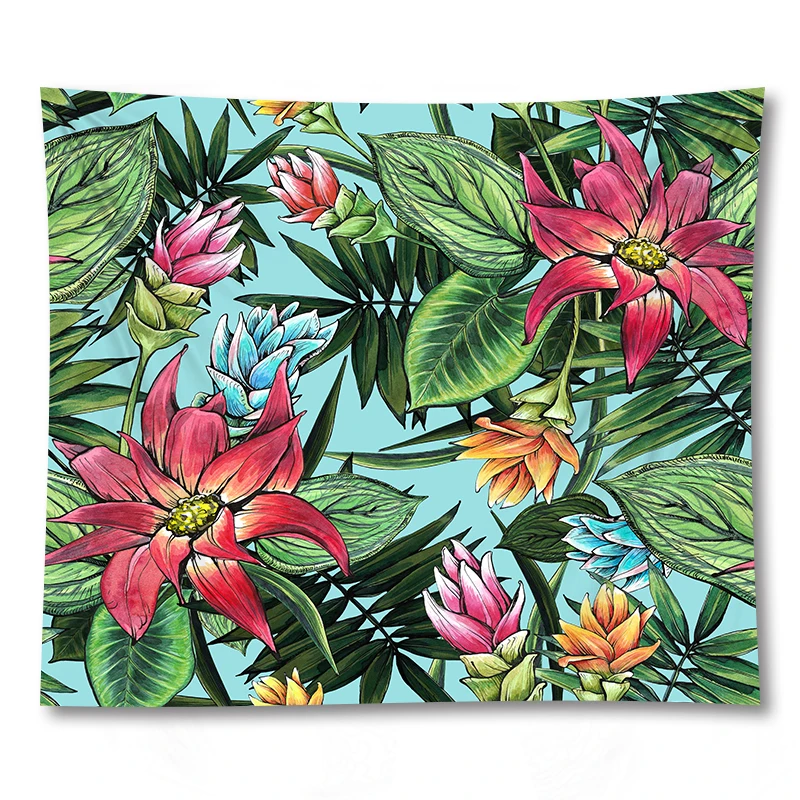 

Customize Leaves Tapestry Wall Hanging Background Tablecloth Camping Travel Mat Plants Tapestries Home Decoration