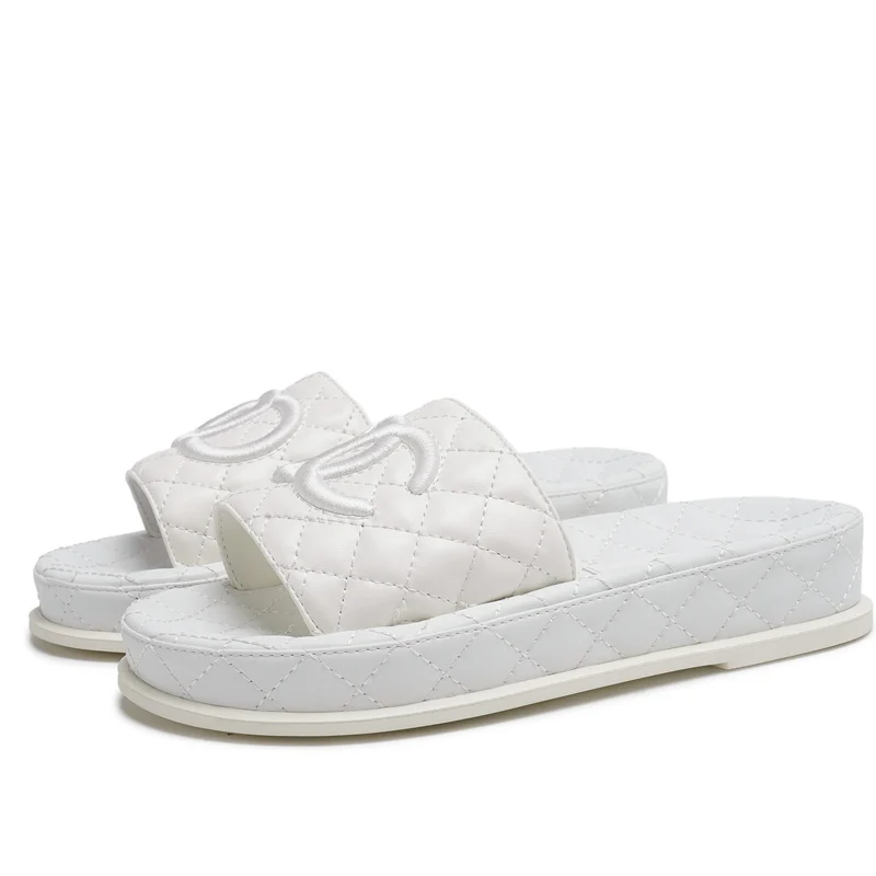 

Shoes for women 2021 summer new embroidery casual versatile thick sole slipper women shoes