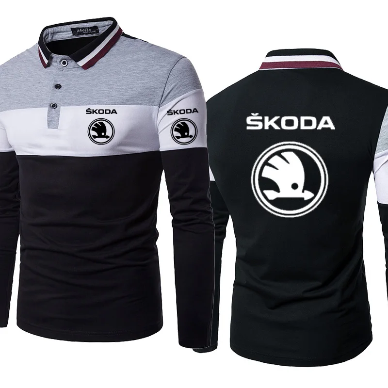 

Spring Autumn casual trend new Men's polo shirt Skoda Car Logo printing high quality cotton Men's hedging clothing
