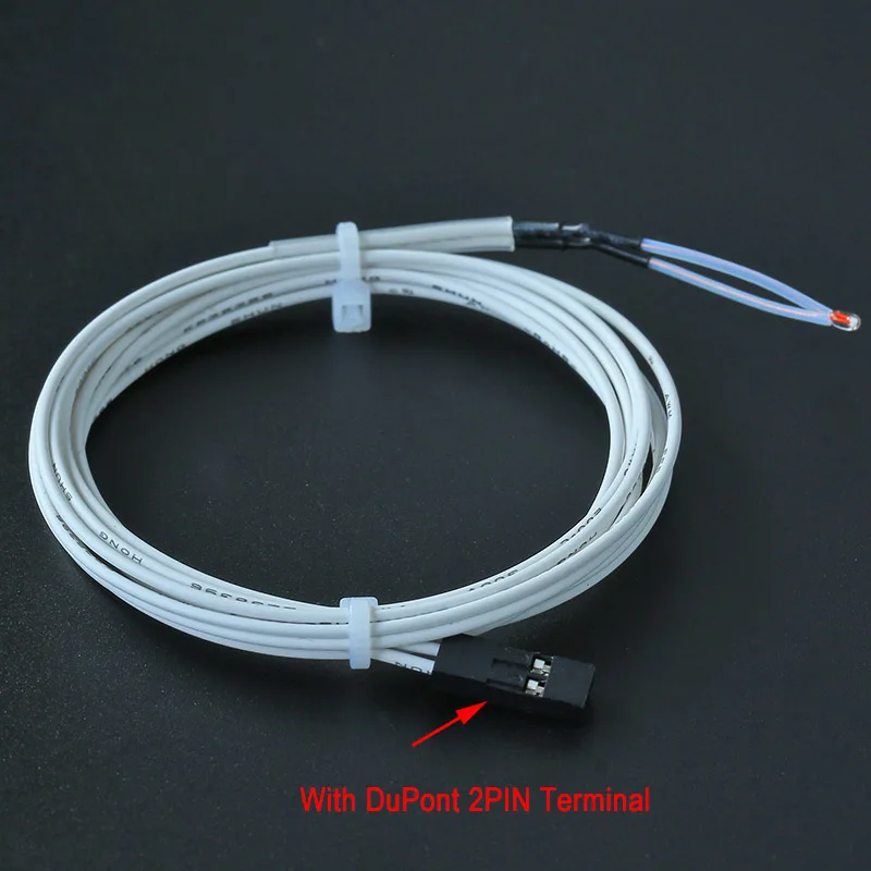 with Dupont 2 pin 3950 Терморезисторы Датчики с белой линией кабеля 1M Головка Дюпона 100 кОм NTC для 3D-принтера Печатающая головка Температурные детали - Цвет: with Dupont 2 pin