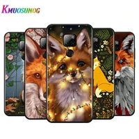cute animal fox for huawei mate 10 20 20x5g 30 40 40rs nova5i pro lite plus black soft phone case