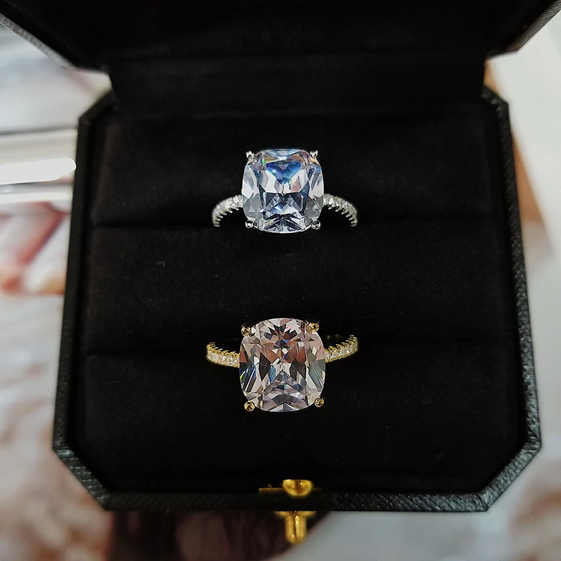 

925 Sterling Silver Rings finger Engagement Wedding Ring Jewelry for Women Princess-cut 3ct Simulated Diamond Platinum size 5-9