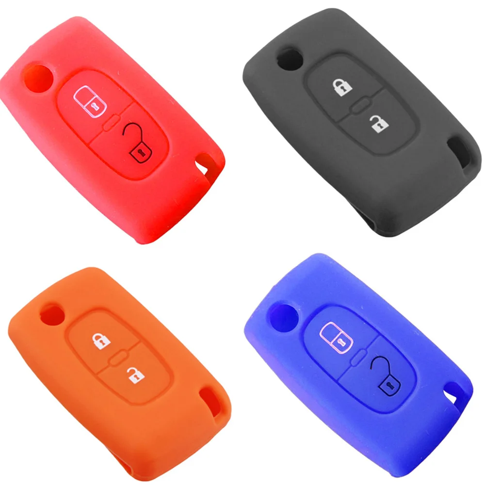 2 кнопки силиконовые чехлы для автомобильных ключей чехол PEUGEOT 207 307 308 407 408 Citroen C3 C4