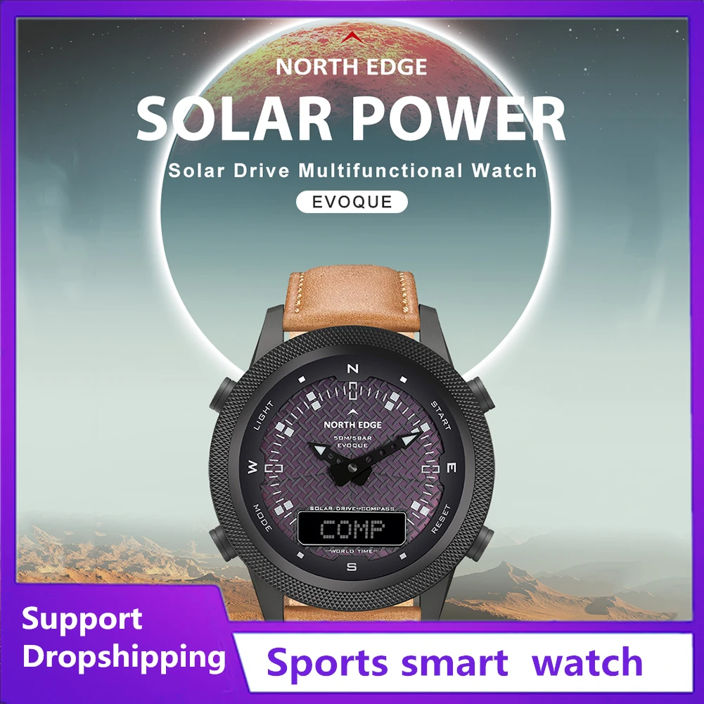 

2021New ђмне ас NORTH EDGE Men Solar Digital Watch Mens Outdoor Sport Watches Full Metal Waterproof 50M Compass Smart Watch