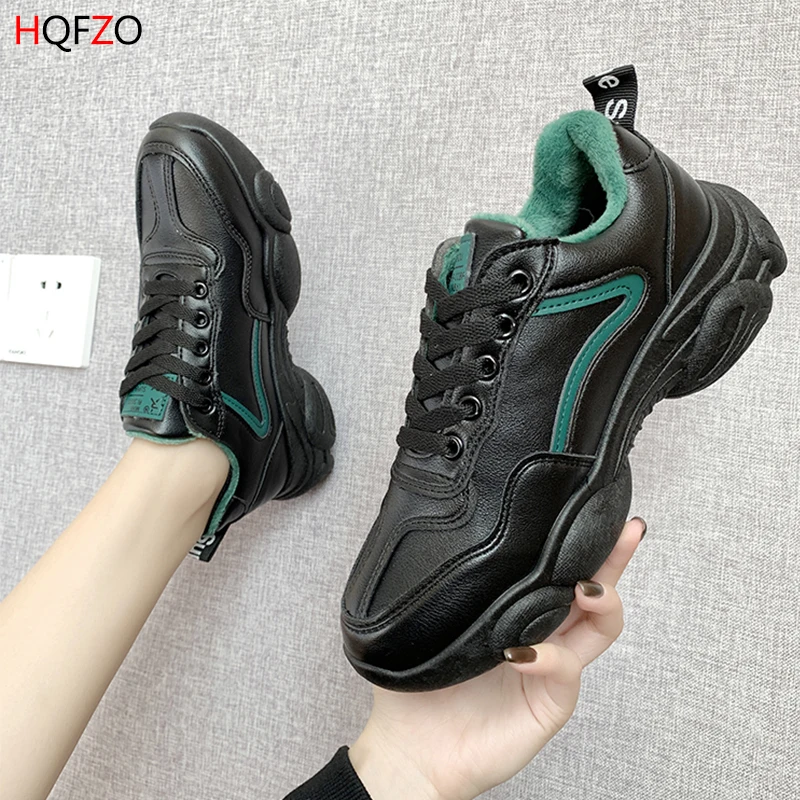 Женские зимние теплые плюшевые кроссовки HQFZO повседневная женская обувь на