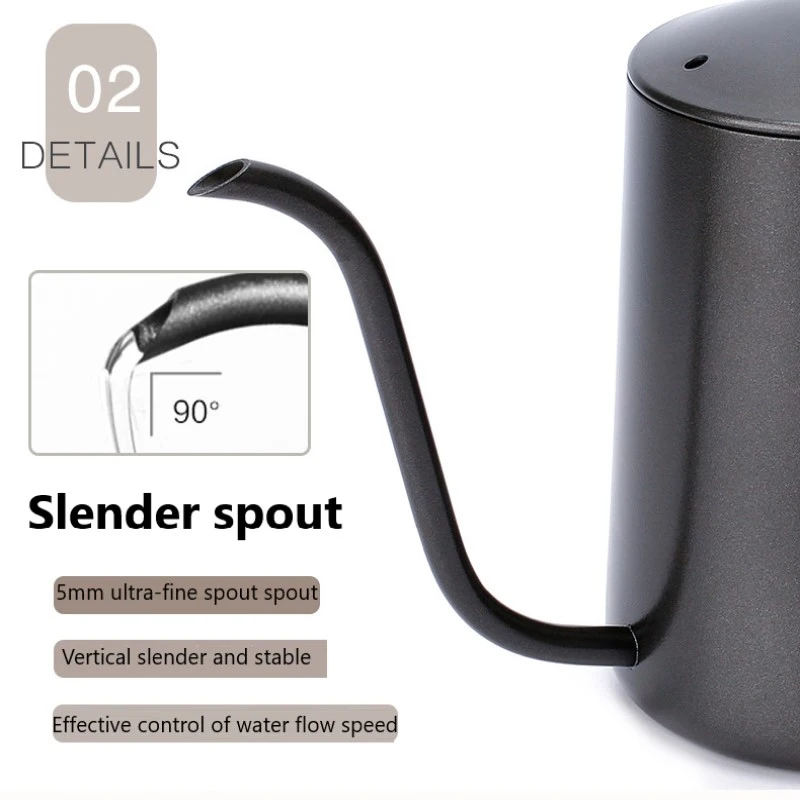 

Gooseneck Thin Mouth Coffee Kettle Pot With Lid Home Kitchen Stainless Steel Long Spout Hand Punch Coffee Pot Teapot Hot Sale