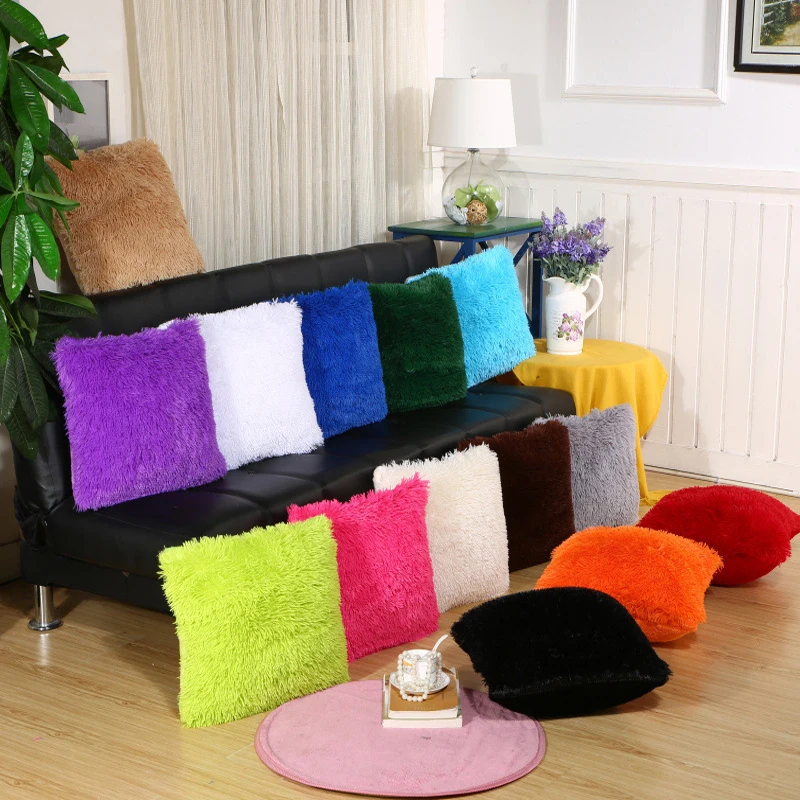 

Soft Fur Cushion Cover Sofa Home Decor Throw Pillow Covers Living Room Decorative Plush Pillowcases 43*43cm Shaggy Fluffy Covers