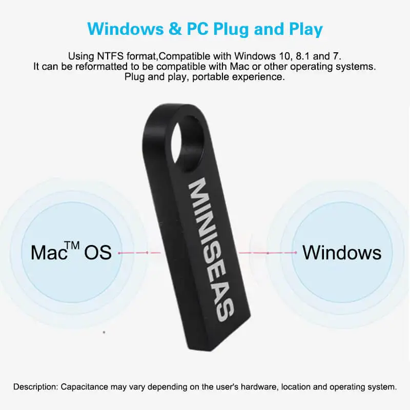 Miniseas водонепроницаемый металлический USB накопитель 32 Гб 64 pendrive 16 ГБ Pen Drive 8 4 cle U