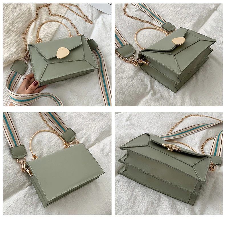 

2020 Fashion Patchwork Flap Woman Shoulder Bag PU Leather Chains Crossbody Black Versatile Purses And Luxury Handbags Designer