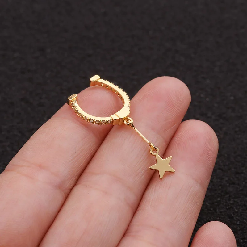 Новое поступление 1 шт. полуобруч с кулоном в виде звезды Кафф для ушей без