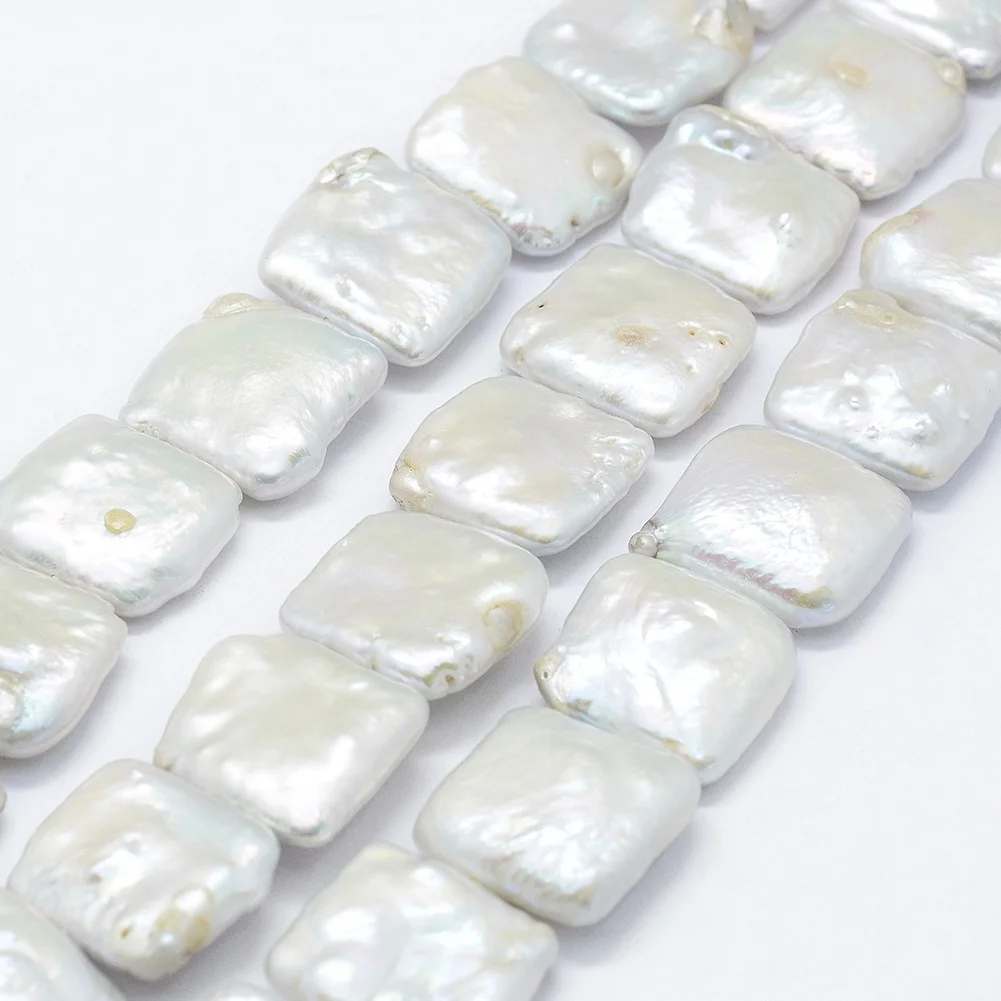 

about 18pcs/strand 15~23mm White Square Natural Freshwater Baroque Pearl Keshi Beads for Jewelry Making DIY Bracelet Necklace