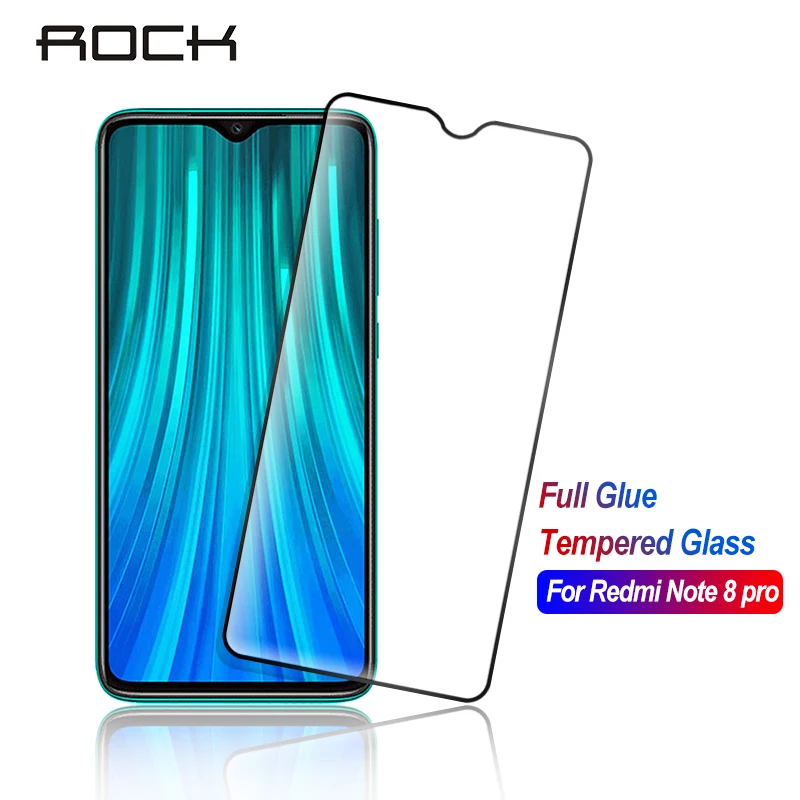Закаленное стекло Rock для Xiaomi Redmi Note 8 Pro полностью проклеенное Защитное экрана
