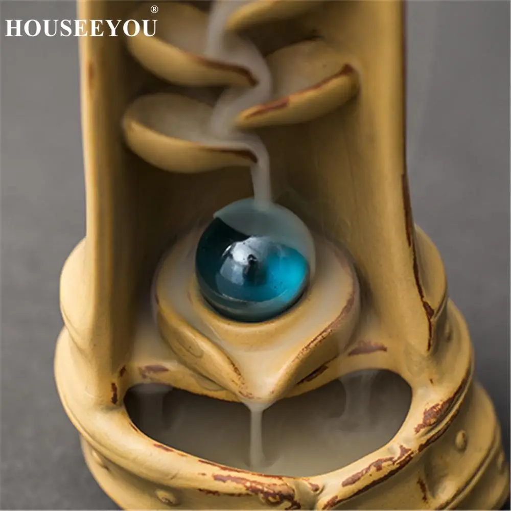 Курильница для благовоний керамическая горелка с бамбуковым покрытием