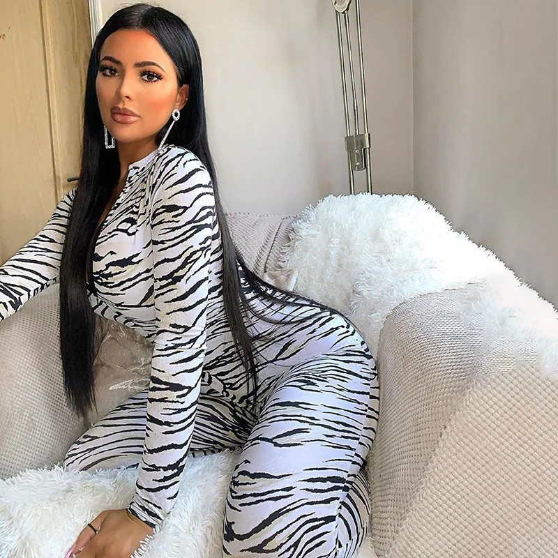 Jumpsuit Striped Casual Round Neck Sports Leggings Tights Slim Trousers Skinny Outfits Long Sleeve Bodysuit Pants Sets Women
