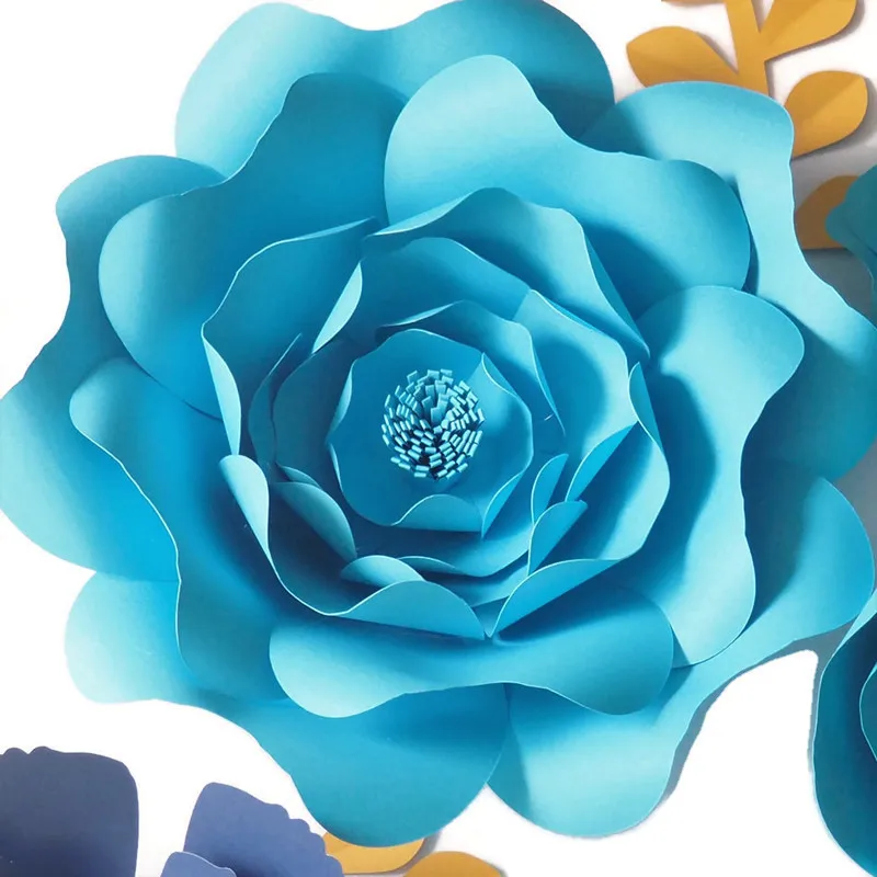 DIY синие гигантские бумажные цветы фон искусственный созданный вручную цветок 5