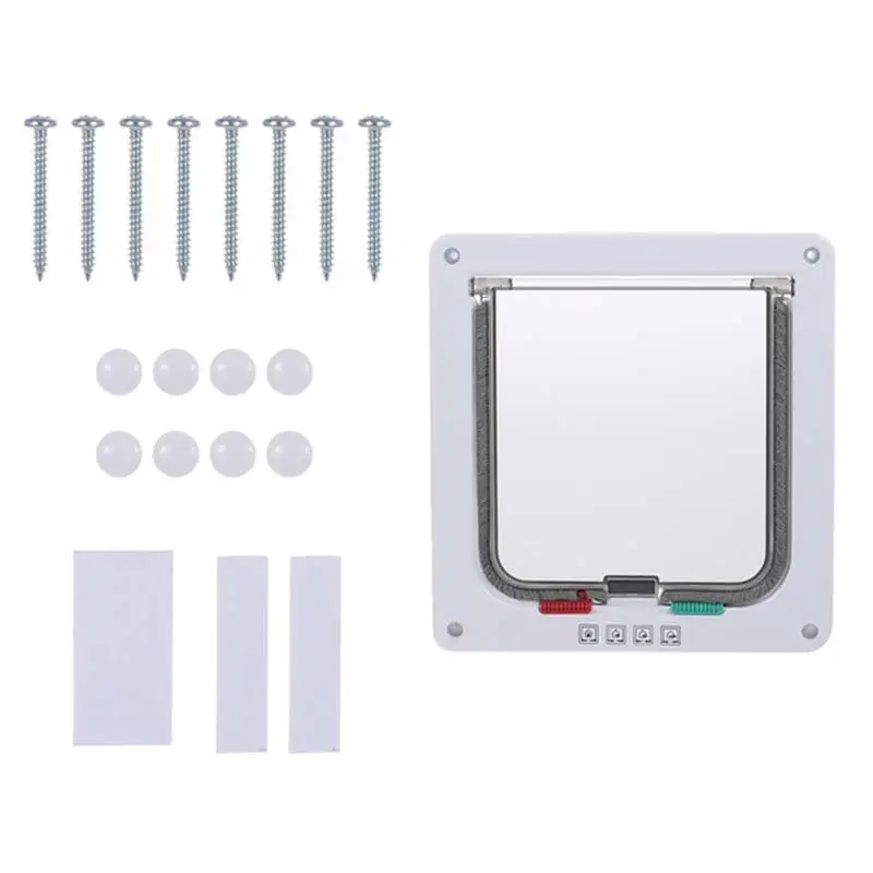 

Flap Door with 4 Way Security Lock Dog Cat Flap Door for Dog Cats Kitten ABS Plastic Small Pet Gate Door Kit Cat Dogs Flap Doors