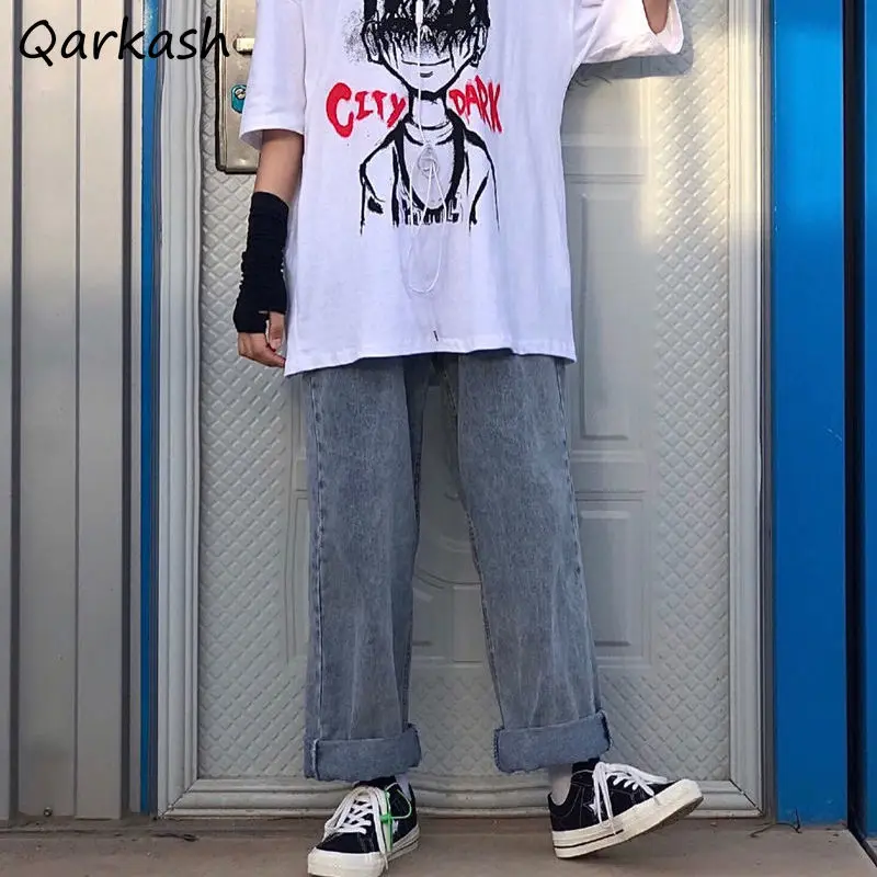 

Jeans Women Unisex Fashion Ulzzang Casual Solid Ins Feminine Denim Basic All-match Popular Vintage Baggy Full Length Streetwear