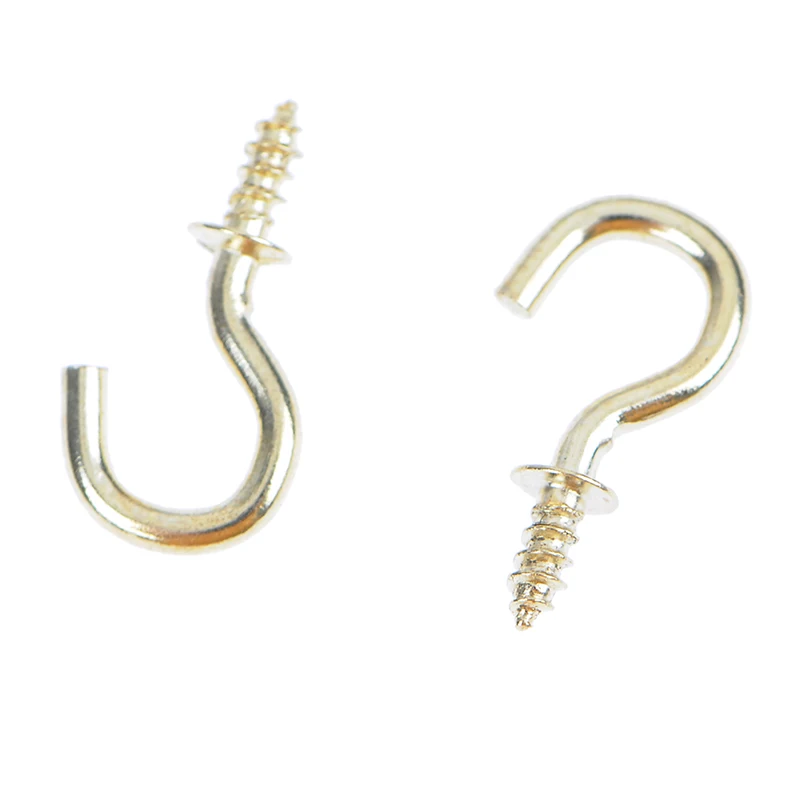 

20Pcs/set 1/2 Inches Brass Plated Cup Hooks Shouldered Screw Hanging Hat Coat Peg Hanger High Quality