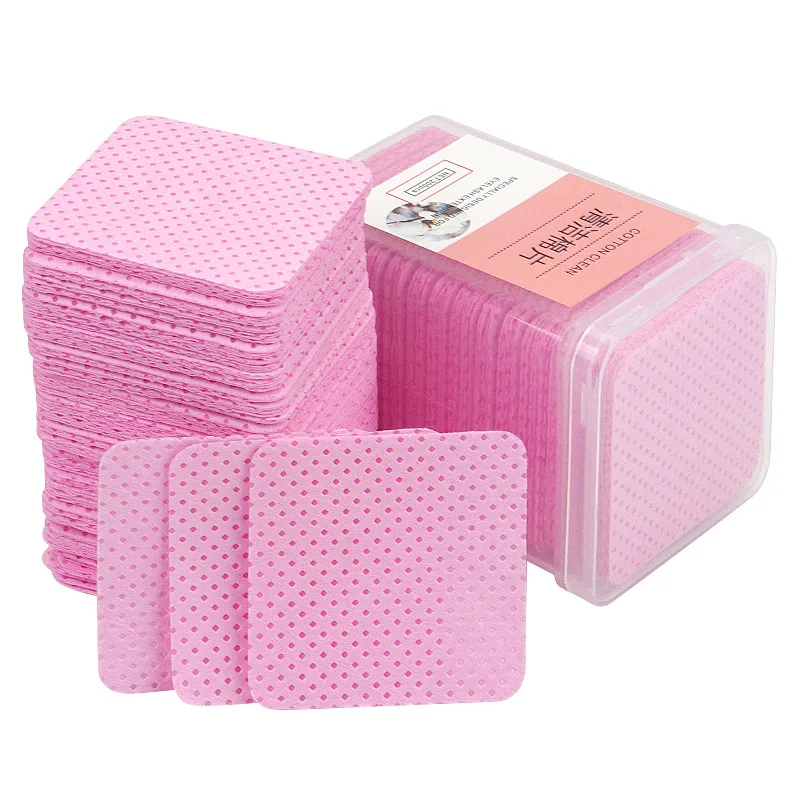 

200pcs Pink White Lint Free Glue Cleanser Pad Remover Non-Woven Cotton Patch Glue Wiping Cloth Eyelash Extension Tools