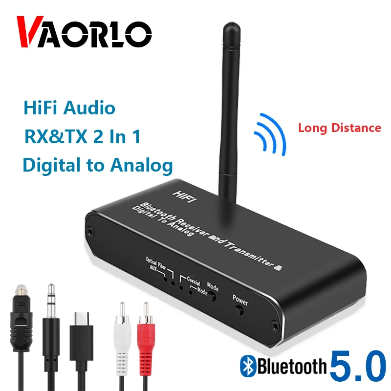

Беспроводной Hi-Fi передатчик VAORLO, Bluetooth 5,0, с поддержкой цифро-аналогового стерео музыки, для ТВ, наушников, конвертер