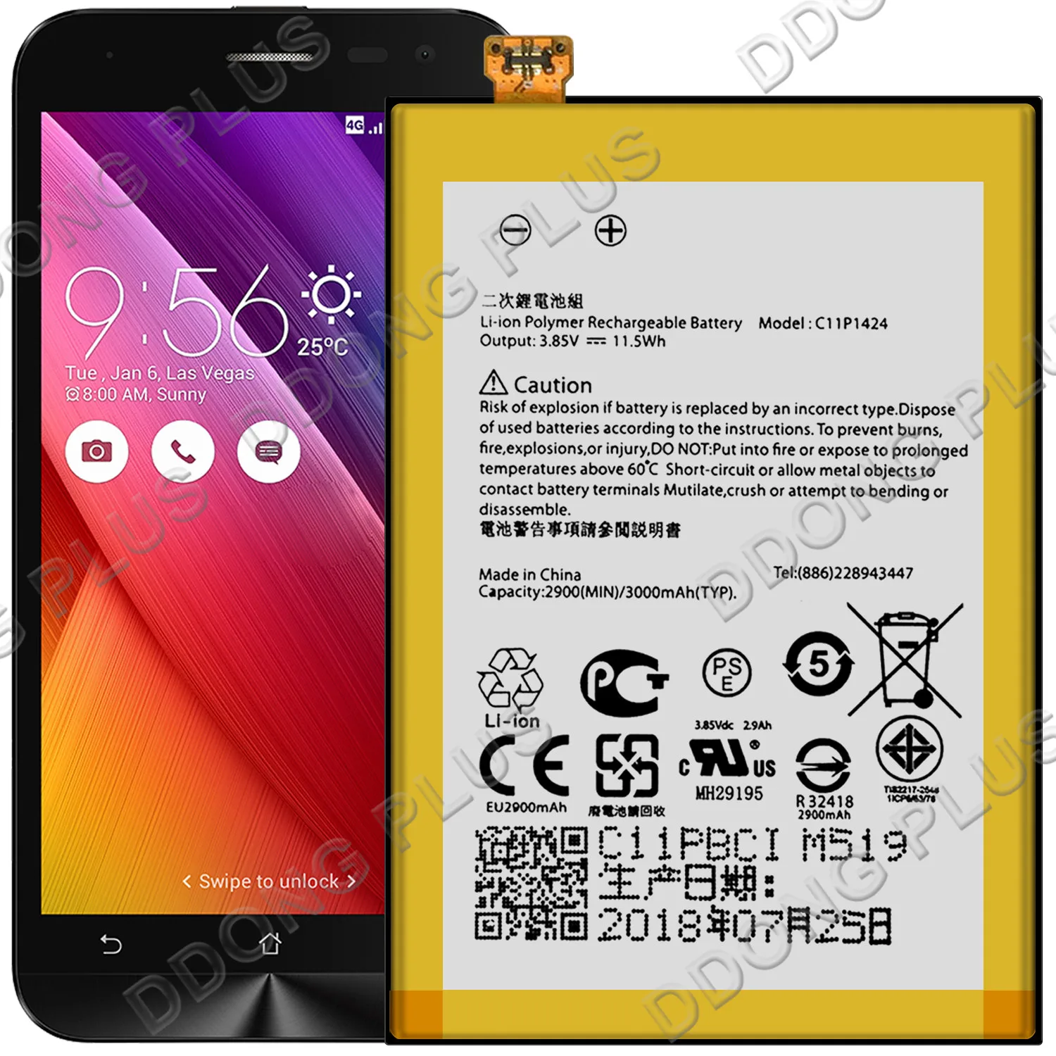 

Аккумулятор C11P1424 для ASUS ZenFone 2 ZE551ML Z00AD, сменная Запасная часть