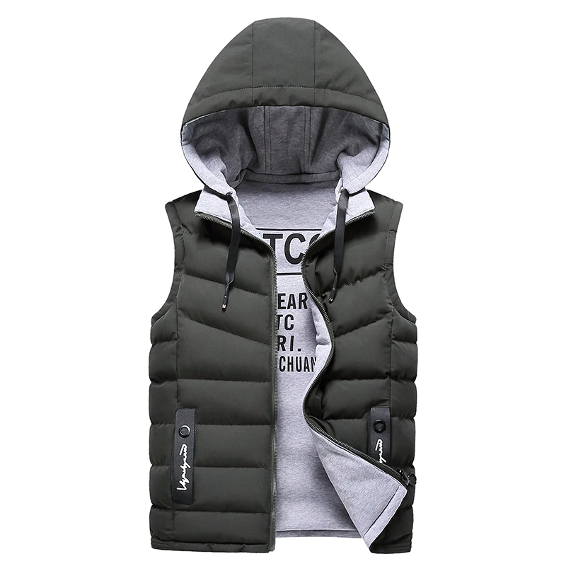 

Both Sides Vest Jacket Men Winter Fleece Vest Casual Warm Hooded Waistcoat Sleeveless Jackets Male Hat Detachable Waistcoat Coat