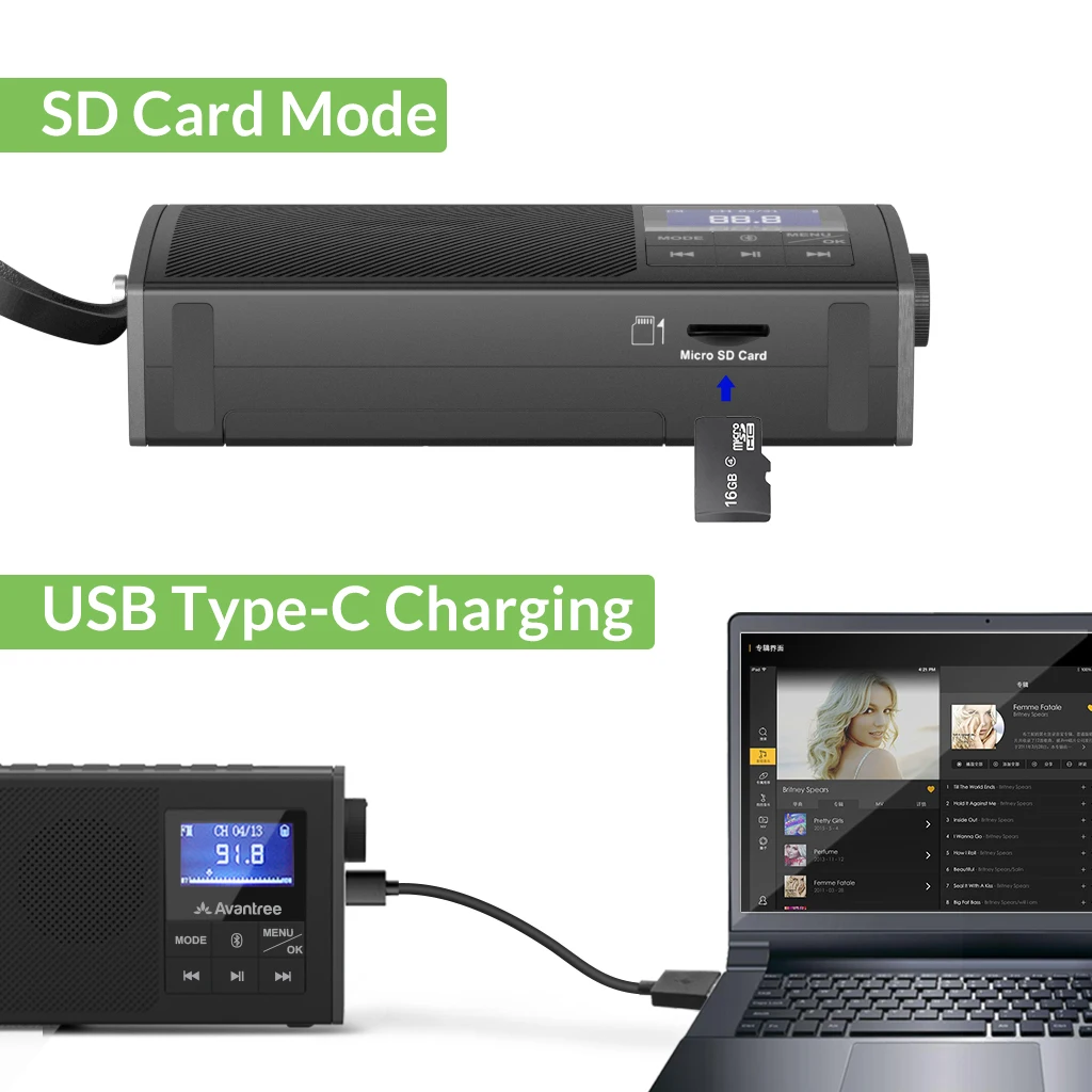 Портативное FM-радио с Bluetooth 5.0 и SD-картой 3 в 1 6 Вт | Электроника