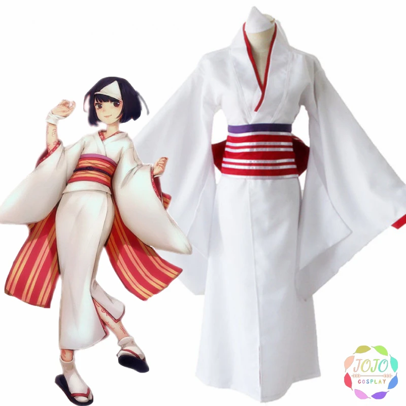 Anime God of Poverty Noragami Nora White Kimino Headwear Handband Yukata Cosplay Costume Halloween Party |