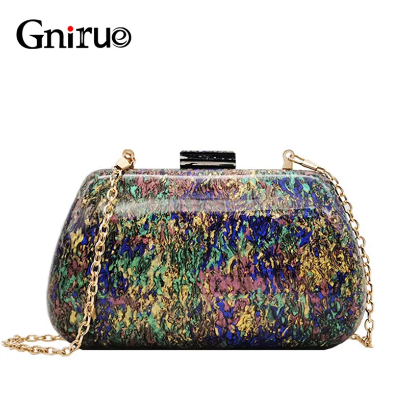 Женские сумки клатчи элегантные вечерние мессенджеры из акрила с разноцветным