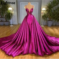 sodigne shiny long evening dress glitter v neck spaghetti straps elegant prom gown women part formal dress custom made