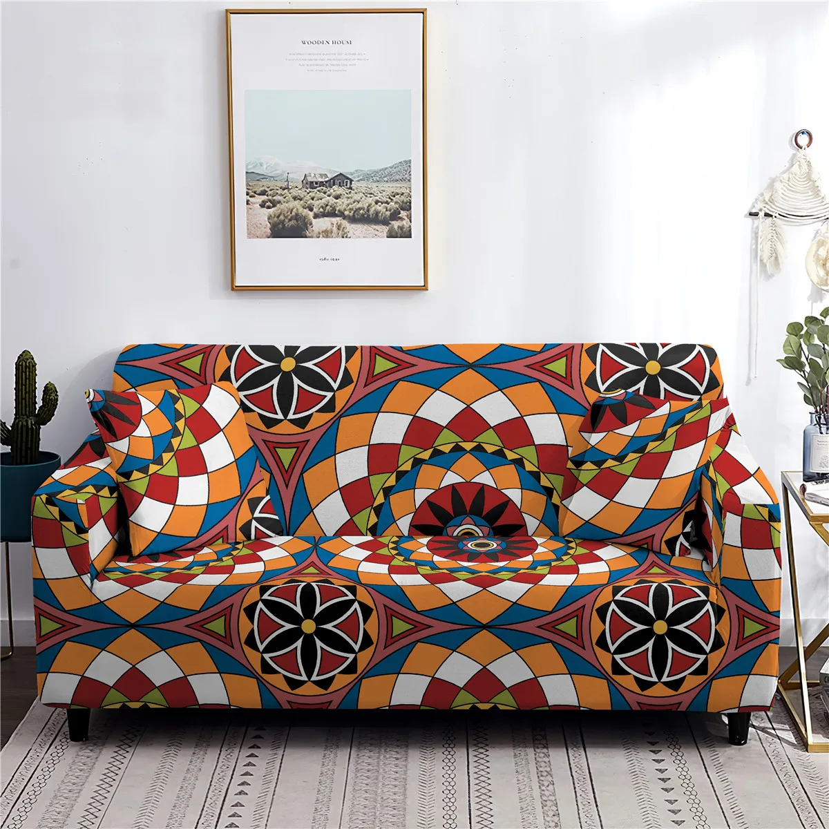 

1/2/3/4 Seater Bohemian Flower Sofa Cover Mandala Geometric Sofa Slipcovers for Living Room Sectional Corner Couch Cover