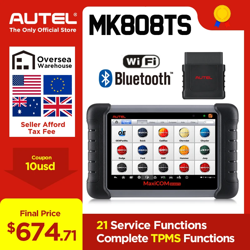 Autel MaxiCOM MK808TS автомобильной OBD2 автомобильные инструменты для диагностики сканер tpms-сервис программирования Сенсор и Bluetooth PK MK808 MS906TS