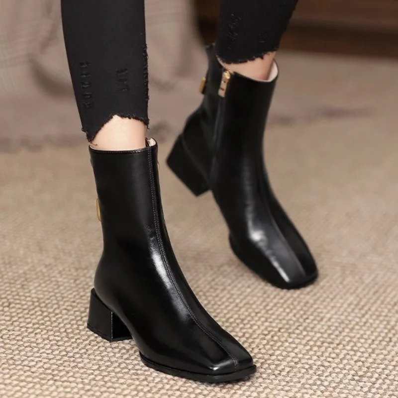 

White High-heeled Short Boots Women's Autumn and Winter Pointed Toe Women's Boots 2022 New Thin Boots Wild Martn Boots