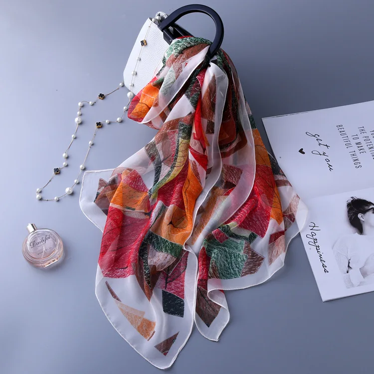

Spring summer 2020new printed women's SilkScarf summer holiday sun protection super large shawl imitation silk scarf beach towel