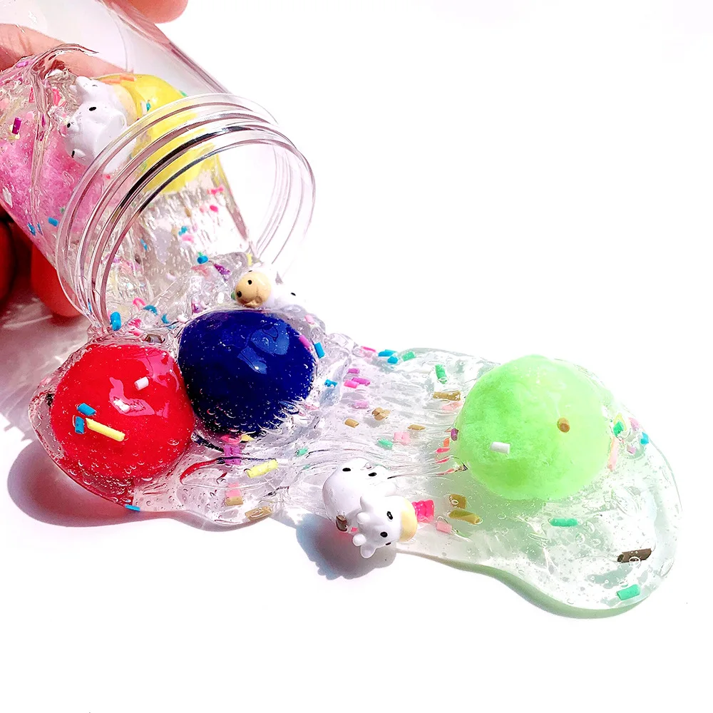 DIY прозрачная слизь игрушки Хрустальная грязь пушистый клей многоцветный