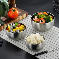304 stainless steel round bowl thicken home double layer korean noodles food ramen dinner bowls kitchen utensils tableware
