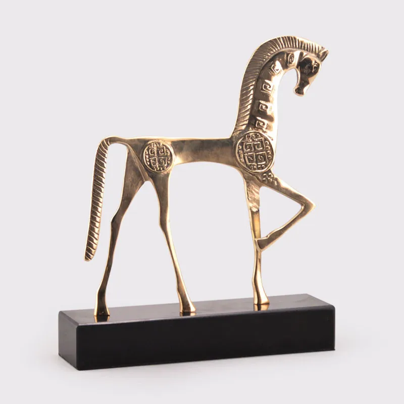 

New Chinese Style Luxury Decoration Living Room TV Cabinet Copper Horse Crafts Modern Home Decorations Business Gift M2497