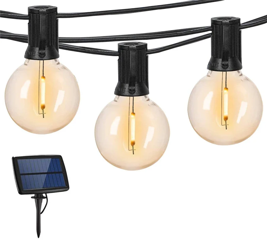 

10/25 LED G40 LED Bulb Globe Solar String Lights With Clear Bulb Backyard Patio Lights Outdoor Wedding Globe Garland Light