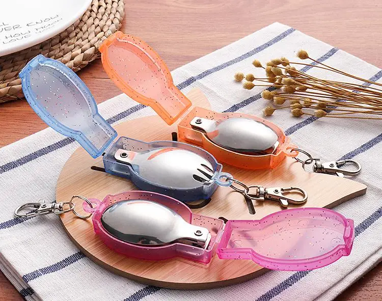 Bestellen Outdoor Camping Wandern Edelstahl Metall Gabel Löffel Geschirr Cookout Picknick Faltbare Folding Edelstahl Spork