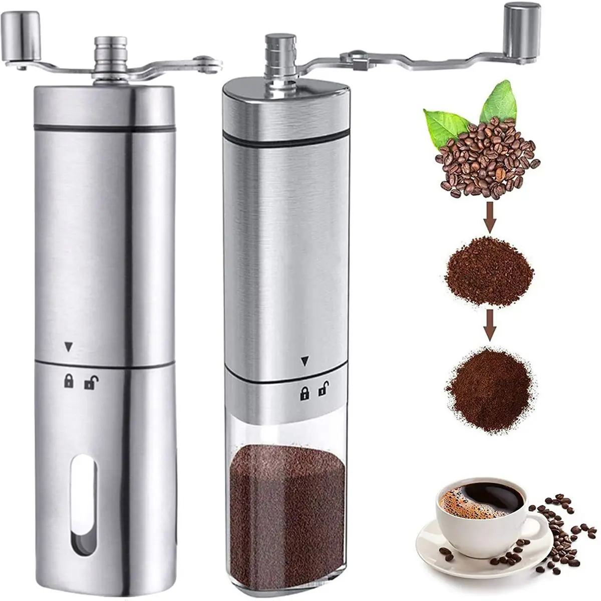 

Manual Angle Coffee Grinder 304 Household Hand Crank Stainless Steel Coffee Bean And Pepper Grinder With Ceramic Grinding Core