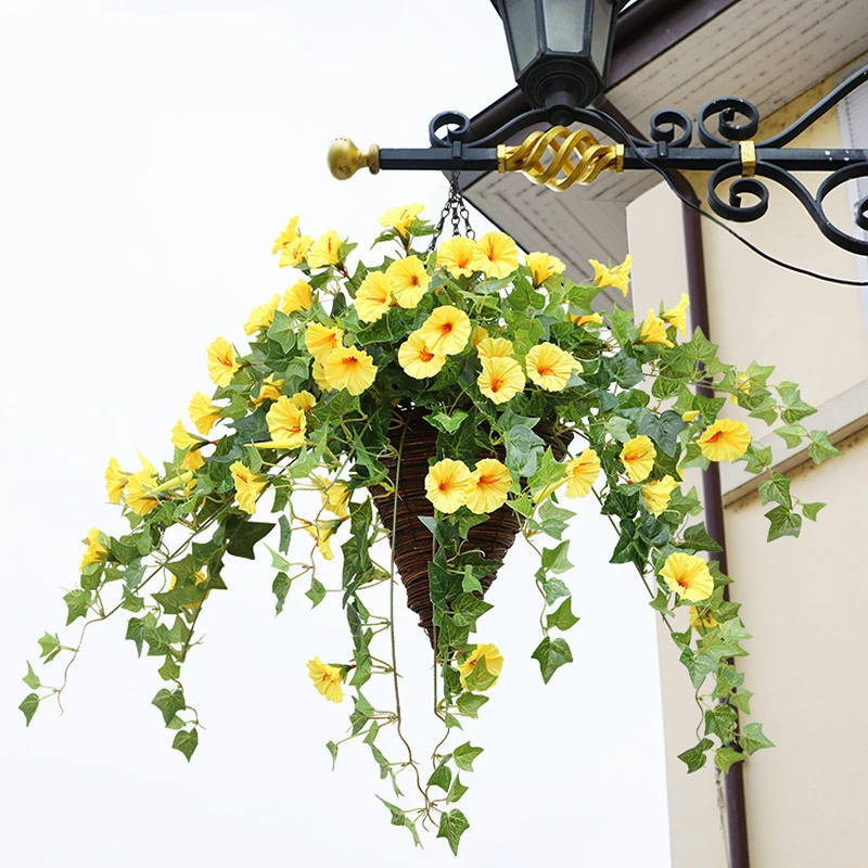 Flores artificiales de seda para decoración del hogar, plantas colgantes de plástico para jardín al aire libre, 65cm