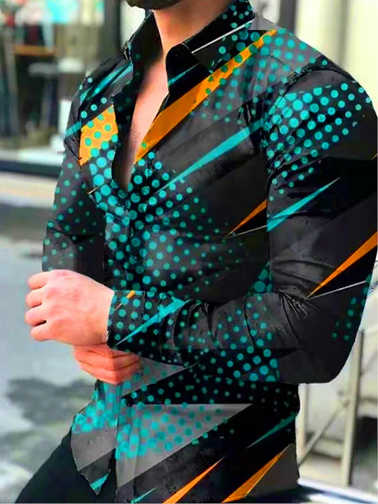 Luxury Royal Golden Men's Casual Long Sleeve Shirt Men Paisley Print Shirt Camisa Social Masculina Manga Longa Prom Party Shirt