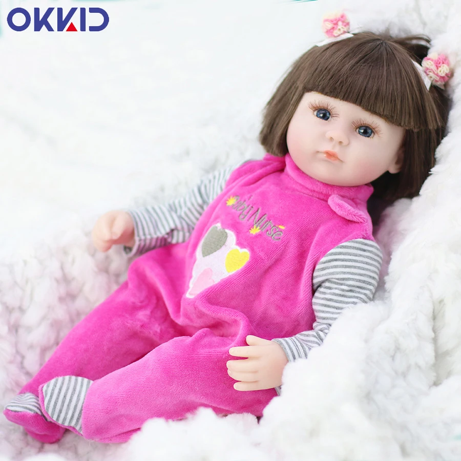 OKKID 42 см силиконовая кукла для новорожденных игрушки девочек Реалистичная мягкая